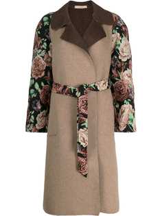 Ermanno Gallamini пальто миди с цветочной вышивкой