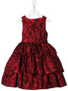 Oscar De La Renta Kids ярусное жаккардовое платье с цветочным узором