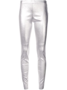 Yves Salomon брюки скинни с эффектом металлик