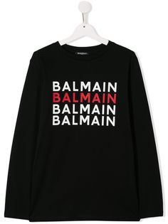 Balmain Kids топ с принтом логотипа