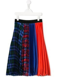 Msgm Kids плиссированная юбка в стиле колор-блок
