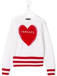 Versace Kids трикотажный джемпер Heart с логотипом