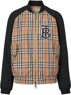 Burberry куртка-бомбер в клетку Vintage Check с монограммой