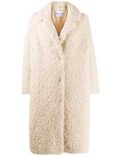Stand shearling button coat