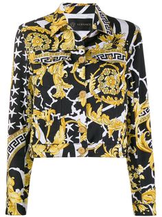 Versace джинсовая куртка с принтом Barocco