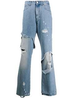 Raf Simons джинсы свободного кроя с эффектом потертости