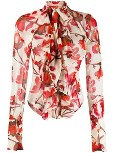 Vivienne Westwood рубашка с оборками и цветочным принтом