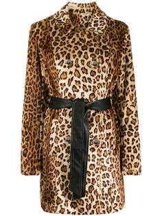 Liu Jo двубортное пальто с леопардовым принтом