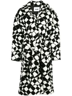 MSGM пальто из искусственной овчины с геометричным принтом