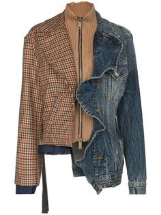 UNRAVEL PROJECT джинсовая куртка с контрастными вставками