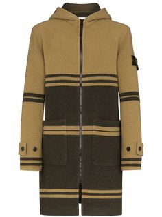 Stone Island пальто в полоску с капюшоном