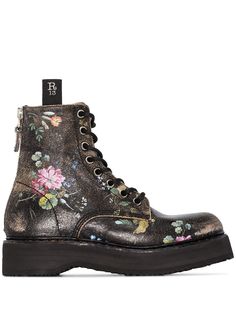 R13 ботинки с цветочным принтом