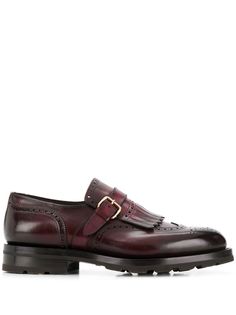 Santoni side-buckle fringed loafers