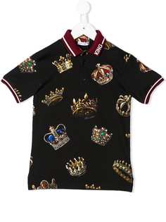 Dolce & Gabbana Kids рубашка-поло с принтом Crown