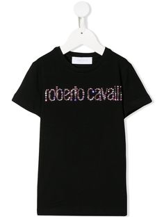 Roberto Cavalli Junior футболка с декорированным логотипом