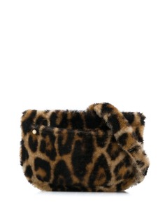 Yves Salomon фактурная поясная сумка с леопардовым принтом
