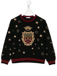 Dolce & Gabbana Kids свитер с узором и логотипом DG