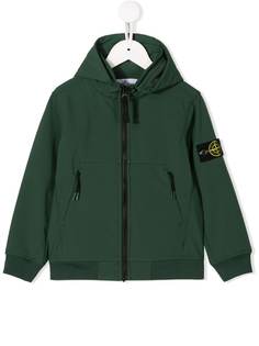 Stone Island Junior худи на молнии с нашивкой-логотипом