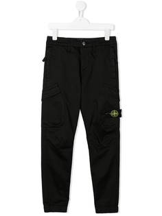 Stone Island Junior брюки карго с вышитым логотипом