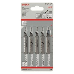 Набор пилок Bosch T101D HCS, по дереву, 74мм, 4.0 - 5.2 мм, 5шт [2608630032]