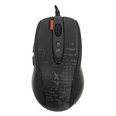 Мышь A4TECH V-Track F5, игровая, оптическая, проводная, USB, черный и рисунок