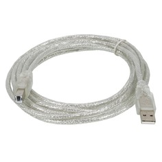 Кабель USB2.0 NINGBO USB A(m) - USB B(m), 3м, прозрачный