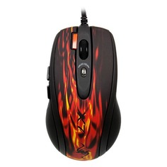 Мышь A4TECH XL-750BK, игровая, лазерная, проводная, USB, красный и черный [xl-750bk u (rfire)]