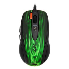 Мышь A4 XL-750BK, игровая, лазерная, проводная, USB, зеленый и черный [xl-750bk u (gfire)]
