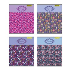 Тетрадь Silwerhof 811505-55 48л. клет. A5 Цветочный орнамент 4диз. картон вод.лак скрепка 10 шт./кор.