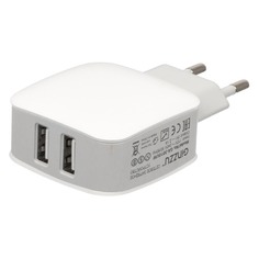 Сетевое зарядное устройство Ginzzu GA-3010UW, 2xUSB, 8-pin Lightning (Apple), 2.1A, белый