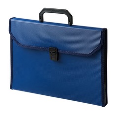 Упаковка портфелей БЮРОКРАТ -BPP6TLBLUE, 6 отд., A4, ребристая поверхность, с окантовкой, пластик, 0.7мм, синий 16 шт./кор.