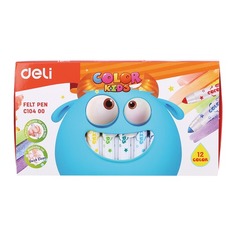 Фломастеры Deli EC10400 Color Kids смываемые 12цв. коробка картонная 12 шт./кор.