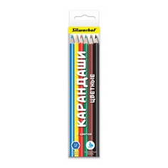 Упаковка карандашей цветных SILWERHOF 134214-06 134214-06, шестигранные, 6 цв., коробка европодвес 8 шт./кор.
