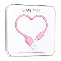 Кабель Happy plug, micro USB B (m), USB A(m), 2м, розовый [00153245] Noname