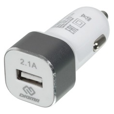 Автомобильное зарядное устройство Digma DGCC-1U-2.1A-WG, USB, 2.1A, белый