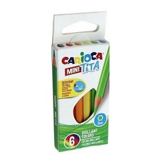 Упаковка карандашей цветных CARIOCA MINI TITA 42322, шестигранные, пластик, 3мм, 6 цв., коробка картонная 48 шт./кор.