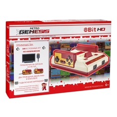 Игровая консоль RETRO GENESIS 300 игр, два проводных джойстика, 8 bit HD, белый/красный