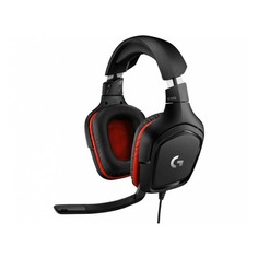 Гарнитура Logitech G332 Leatheratte, для ПК и игровых консолей, накладные, черный / красный [981-000757]