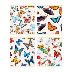 Упаковка тетрадей SILWERHOF Бабочки 812016-55, A5, 48лист, 4 дизайна, клетка, картон, скрепка 10 шт./кор.