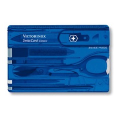 Швейцарская карта Victorinox SwissCard Classic (0.7122.T2) синий полупрозрачный коробка подарочная