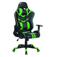 Кресло игровое БЮРОКРАТ СН-789, на колесиках, искусственная кожа, черный/зеленый [ch-789/bl+gr]