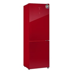Холодильник HIBERG RFC-311DX NFGR, двухкамерный, красное стекло