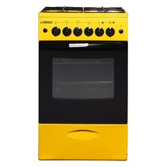 Газовая плита REEX CGE-540, электрическая духовка, без крышки, желтый