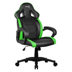 Кресла и стулья Кресло игровое AEROCOOL AC60C AIR-BG, на колесиках, ПВХ/полиуретан, черный/зеленый