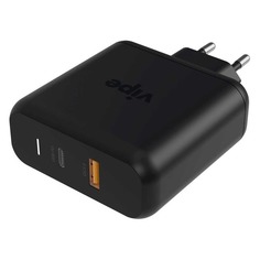 Сетевое зарядное устройство Vipe Travel Station M, USB + USB type-C, 3A, черный Noname