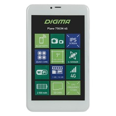 Планшет DIGMA Plane 7563N 4G, 1GB, 16GB, 3G, 4G, Android 7.0 серебристый [ps7178ml]