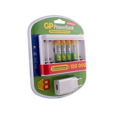AA Аккумулятор + зарядное устройство GP PowerBank U811GS270AAHC (GPU), 4 шт. 2700мAч