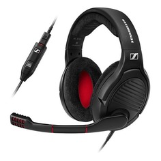 Гарнитура игровая SENNHEISER PC 373D, для компьютера, накладные, черный / красный [506528]