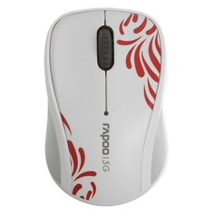 Мышь RAPOO 3100p, оптическая, беспроводная, USB, белый и красный [10828]