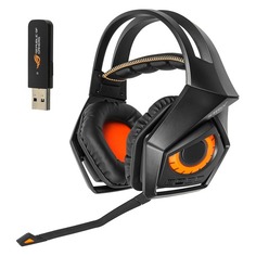 Гарнитура игровая ASUS ROG Strix Wireless, для компьютера и игровых консолей, мониторные, радио, черный [90yh00s1-b3ua00]